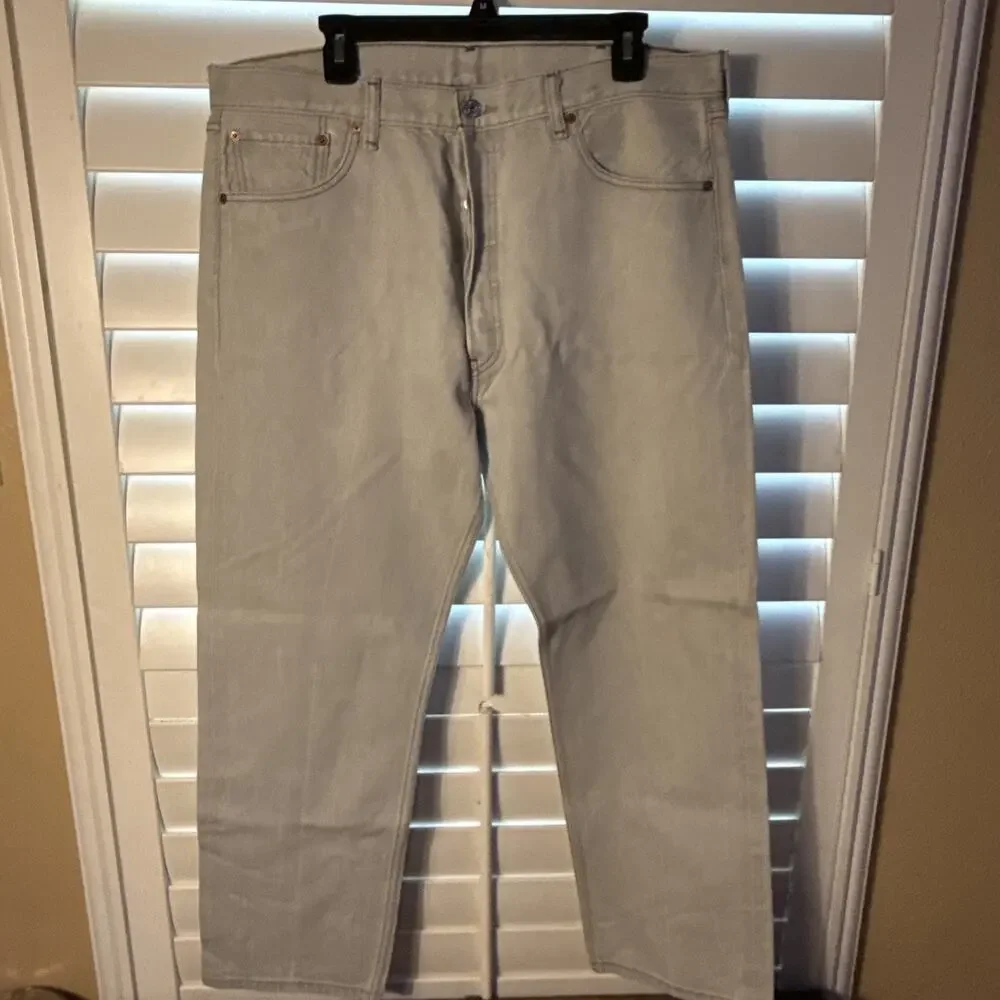Levi's Men's 501 XX Original Fit Straight Leg Light Grey Wash 40x32 Button Fly